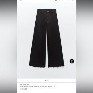 NWT: Zara HIGH-WAISTED ZW SAILOR STRAIGHT JEANS